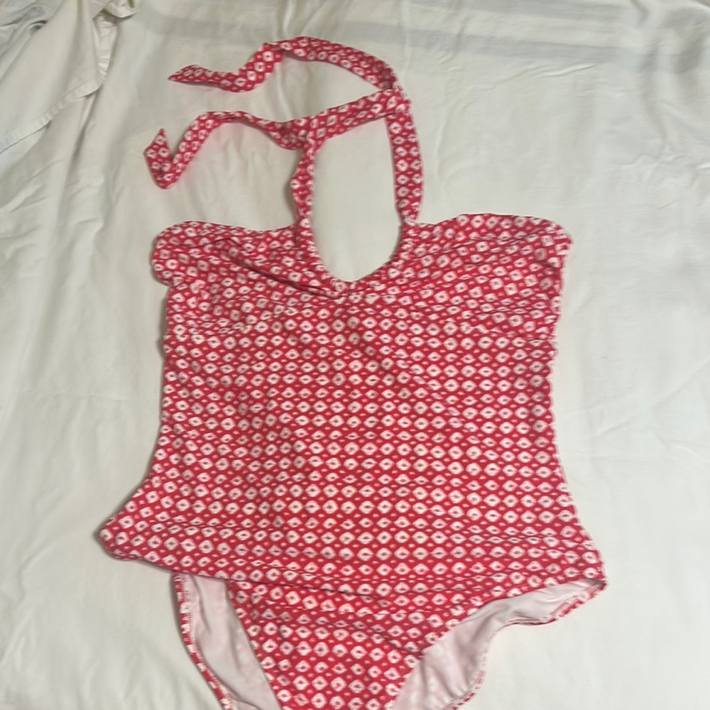 Old Navy Red and White Gingham One Piece Swimsuit